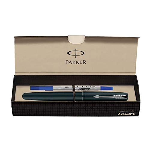 Parker Frontier Matte Black Chrome Trim Roller Ball Pen - Blue Ink, Pack Of 1