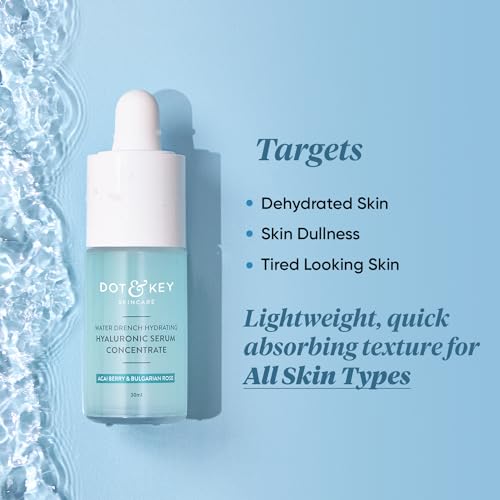 Dot & Key Hydrating Hyaluronic Acid Serum With Vitamin C + E | For Plump, Glowing Skin | Face Serum for Dry Skin, Oily & Normal Skin | With Ceramide & Acai Berry | 30ml