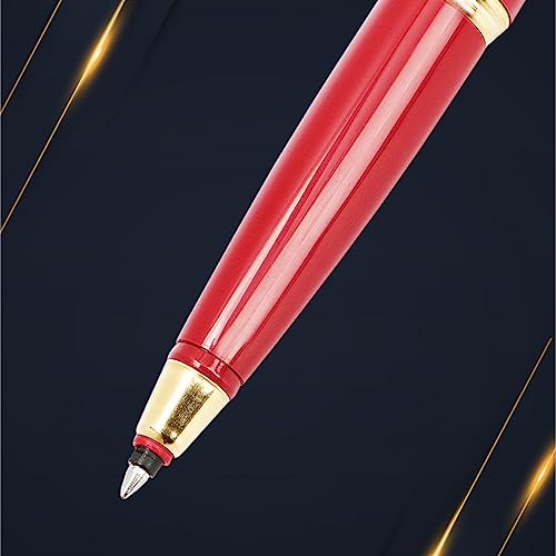 Parker Galaxy Stainless Steel Gold Trim Roller Ball Pen Red Body - Blue Ink, Pack Of 1