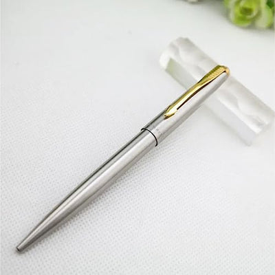 Parker Galaxy Stainless Steel Gold Trim Roller Ball Pen - Blue Ink, Pack Of 1