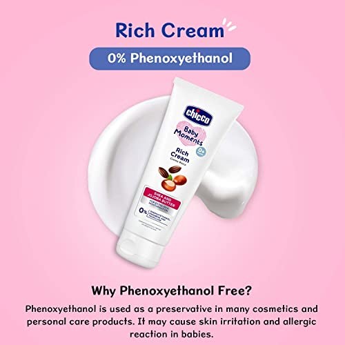Chicco Baby Moments Rich Cream, New Advanced Formula with Natural Ingredients for Extra Rich Moisturization, Suitable for Preventing Dryness, No Phenoxyethanol and Parabens (100g)