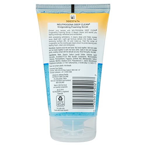 Neutrogena Deep Clean Invigorating Foaming Scrub, 4.2 Ounce