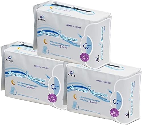 AIRIZ Active Oxygen and Negative Ion Relax Pad Sanitary Napkin (24 Pieces)- Pack of 3