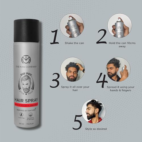 The Man Company Hair Styling Spray For Men 250Ml | Strong Hold, Long Lasting, Matte Look & Instant Grip | Natural Shine, Non-Stick, Ultra Hard