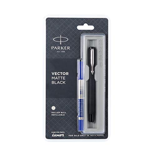 Parker Vector Matte Black Roller Ball Pen - Blue Ink, Pack Of 1
