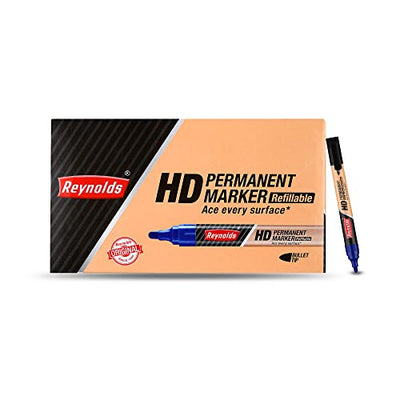 Reynolds HD permanent marker - Blue Ink, Pack of 10
