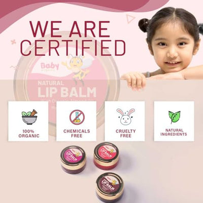 Babyorgano Natural Lip Balm Beetroot Flavor Dry, Chapped Lips Nourish & Protects Infused with Yashti Ghrit for Kids - 8gm