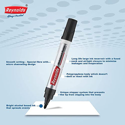 Reynolds  Whiteboard Marker - Black Ink, Pack of 5