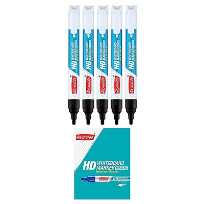 Reynolds HD Whiteboard Marker - Black Ink, Pack of 5