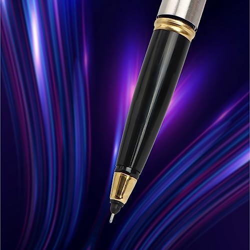 Parker Galaxy Stainless Steel Gold Trim Roller Ball Pen - Blue Ink, Pack Of 1