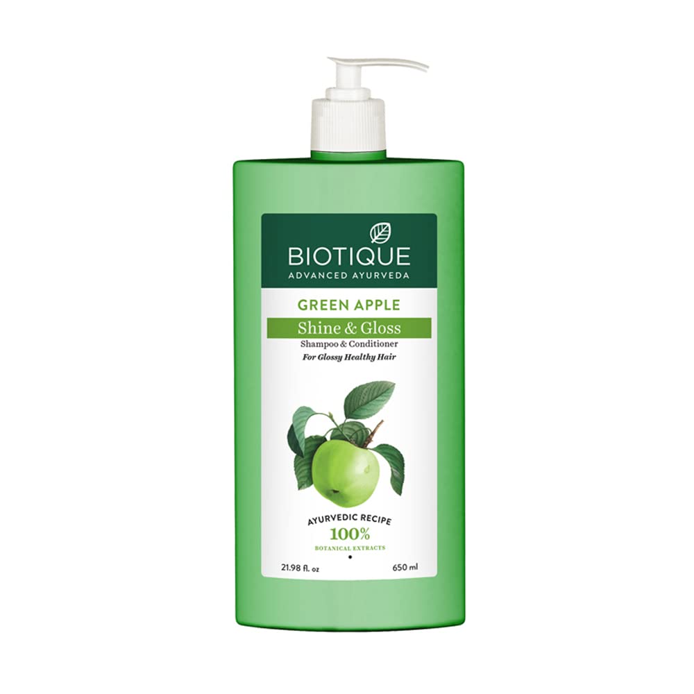 Biotique Green Apple Shine & Gloss Shampoo & Conditioner For Glossy Healthy Hair, 650ml