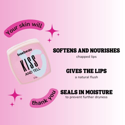 Baebeau Kiss and Tell Tinted Lip Balm For Dry Chapped & Dark Lips With Shea Butter & Tiger Grass Extract For Soft & Rosy Pout For Women & Men - 10Gm (10gm)