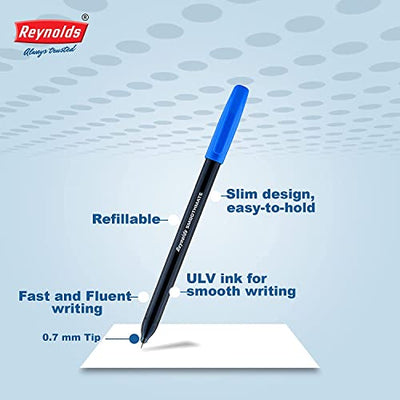 Reynolds Smoothmate 0.7mm Ball Pen - Blue Ink, Pack of 20