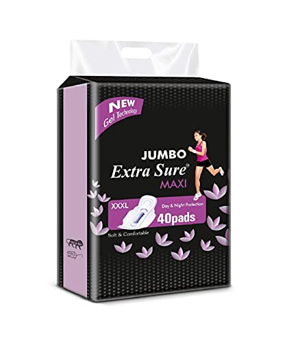 Extra Sure� Jumbo XXXL Ultra Clean Soft Thin Dry Cottony Sanitary Napkin Pad With Wing For Women Girl (40)