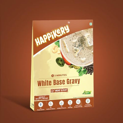 Happikery All Purpose White Cashew Masala Gravy Base 1Kg (Veg Mix, Upto 5-7 Servings) | Ready to Cook Gravy Paste with Blended Spices| No Preservatives or Artificial Colors|Indian and Mughlai Delicacies | Ready in 3 min
