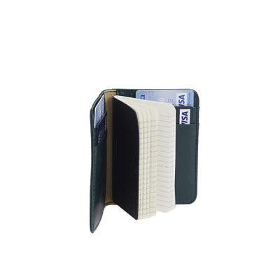 Mypaperclip Card Holder Wallet, Classic Edition, Pocket Size Made Of Italian Vegan Leather - Chw_Mini-Green