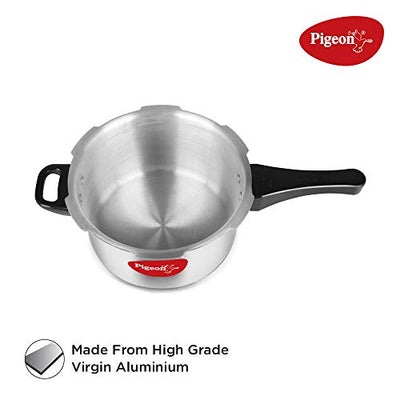 Pigeon by Stovekraft Aluminium Outer Lid Pressure Cooker Cooker 3 and 5 Litre with Kadai with Glass Lid Flat Tawa and Fry Pan Combo, Silver, Large (14466)