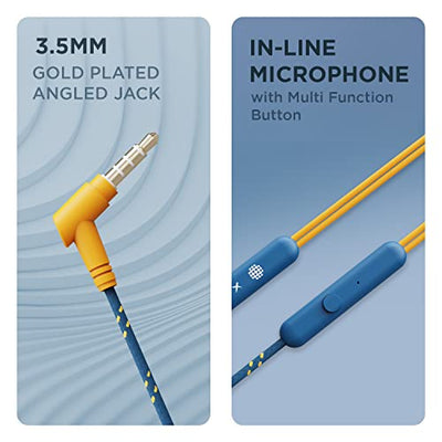 boAt Bassheads 152 Sunburn Edition in Ear Wired Earphones with Mic(Jazzy Blue)