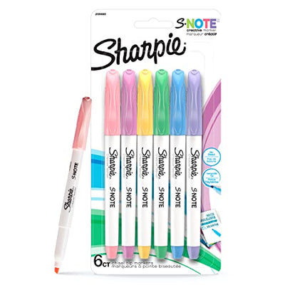 Sharpie S-Note Creative Markers, Chisel Tip,Assorted, 6 Markers