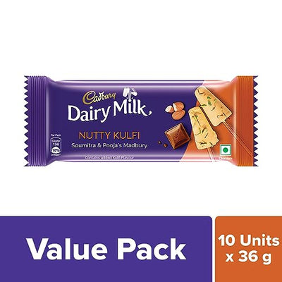 Cadbury Dairy Milk Nutty Kulfi Madbury Chocolate Bar, 36 g (Pack of 10)