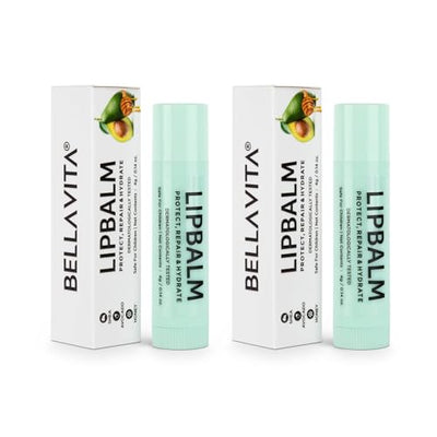 Bella Vita Organic Lip Balm NicoBalm 2 Pack For Women,Men, Boys & Girls To Hydrate Dry, Chapped, Damaged Lips & Get Baby Lips | Pre Smoke Balm | Pre Lipstick Balm, 4 gm Each Transparent