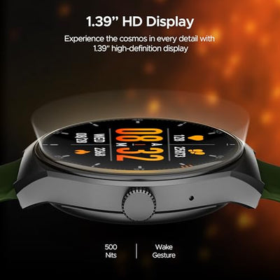 boAt Lunar Comet Smart Watch with 1.39" HD Display, Advanced Bluetooth Calling, Functional Crown, Multiple Sports Mode,100 Watch Faces, Heart Rate & SPO2 Monitoring,IP67(Olive Green)