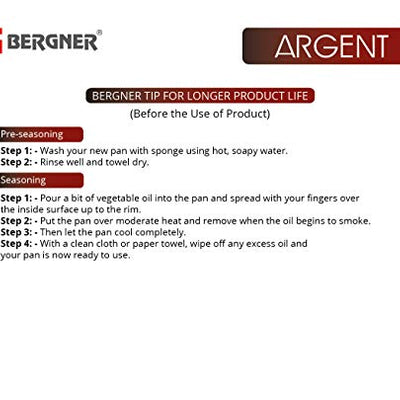 BERGNER Argent Tri-Ply Stainless Steel Casserole With Stainless Steel Lid (22 Cm, 4.1 Litres, Induction Base, Silver),Non-Stick, 4.1 Liter