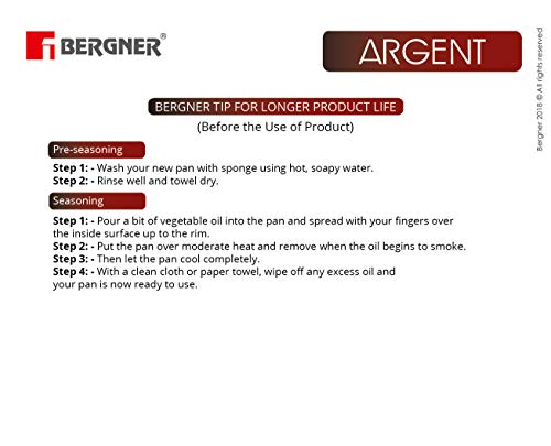 BERGNER Argent Tri-Ply Stainless Steel Casserole With Stainless Steel Lid (22 Cm, 4.1 Litres, Induction Base, Silver),Non-Stick, 4.1 Liter