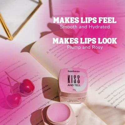 Baebeau Kiss and Tell Tinted Lip Balm For Dry Chapped & Dark Lips With Shea Butter & Tiger Grass Extract For Soft & Rosy Pout For Women & Men - 10Gm (10gm)