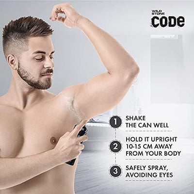 4x Wild Stone Fresh Code Steel Long Lasting No Gas Body Perfume Spray For Men, 150Ml - Pack of 4