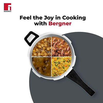Bergner Sorrento Stainless Steel 2 Litres Outer Lid Pressure Cooker, 2 L Cooker with Outer Lid and Triply Base, Heavy Bottom, Easy Open and Close, Healthy Cooking, Induction Bottom and Gas Stove Ready