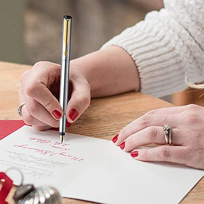 Parker Vector Stainless Steel Gold Trim Fountain Pen - Blue Ink, Pack Of 1