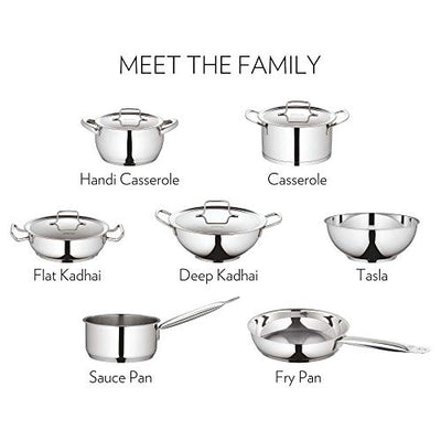 Borosil Cookfresh Stainless Steel Frying Pan 2.2 L (24 cm) | Impact Bonded Tri-ply Bottom | Gas Stove, Induction, Hot Plate Friendly | Uniform Heating, Cooltouch Handle | Skillet Fry Pan