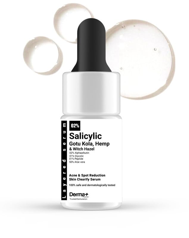 Derma+ Cure 2% Salicylic Acid, 2% Alpha Arbutin, 1% peptide, 1% Glycolic, Gotu Kola | Dermatologically Tested | PH 4.5 | 30 ml (Pack of 1)