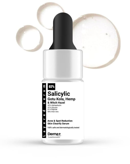 Derma+ Cure 2% Salicylic Acid, 2% Alpha Arbutin, 1% peptide, 1% Glycolic, Gotu Kola | Dermatologically Tested | PH 4.5 | 30 ml (Pack of 1)