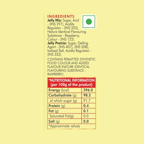 Weikfield Jelly Crystals | Raspberry Flavour| 90g Carton
