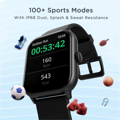 boAt Wave Edge Smart Watch with 1.85" HD Display, Advanced Bluetooth Calling Chip, Functional Crown, 100+ Sports Modes,Widget Control,AI Voice Assistance,Inbuilt Games, IP68(Active Black)