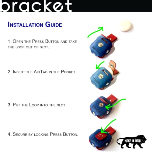 Airtag Premium Leather Key Ring Holder Case Cover Compatible with Apple Airtag, Comes with Metal Carabiner & Transparent AirTag Protective Film (1- Pack, Light Yellow and Blue) (AirTag Not Included)