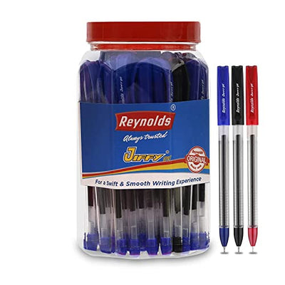 Reynolds Jiffy 0.5mm Gel Pen - 35 Blue, 10 Black & 5 Red, Pack of 50