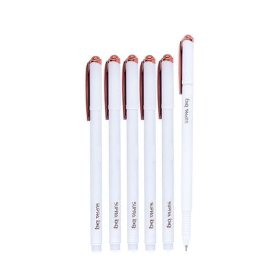 Supra B&G 0.7mm Rose Gold Ball Point Pen Jar Pack | Stylish White Body With Rose Gold Clip | Long Lasting Smooth Refillable Pen | Extended Writing Lengths With Lesser Pressure | Blue Ink, Pack Of 50