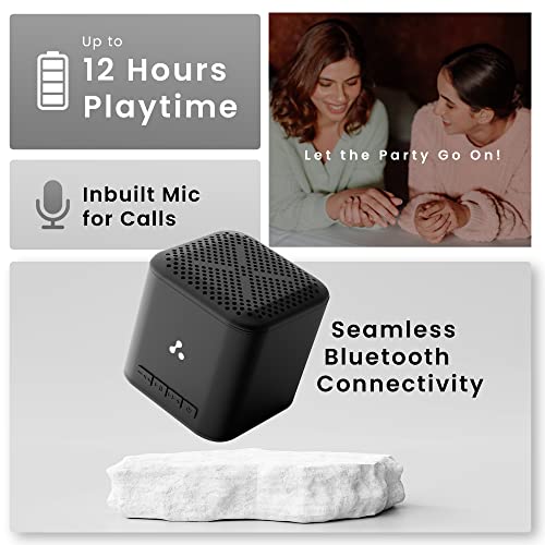 Ambrane 5W Wireless Bluetooth Mini Speaker with 12Hrs Playtime, Immersive Sound, 40mm Driver, Bluetooth V5.1 Strong Connectivity, Portable Design, Integrated Music & Call Control (Cube+, Black)