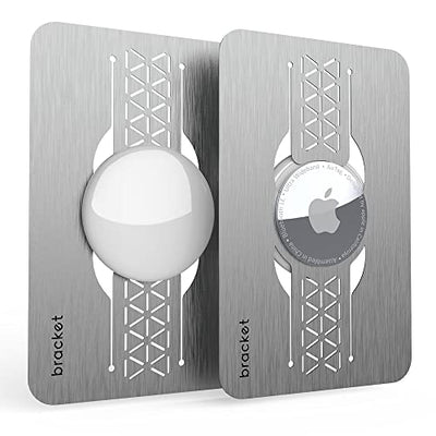 2-Pack Ultra Thin AirTag Card Holder - Premium Stainless Air Tag Steel Case for Wallet, Purse, Handbag, Backpack Wallet, Clutch, Secrid Wallet (Brushed Silver) - AirTag NOT Included