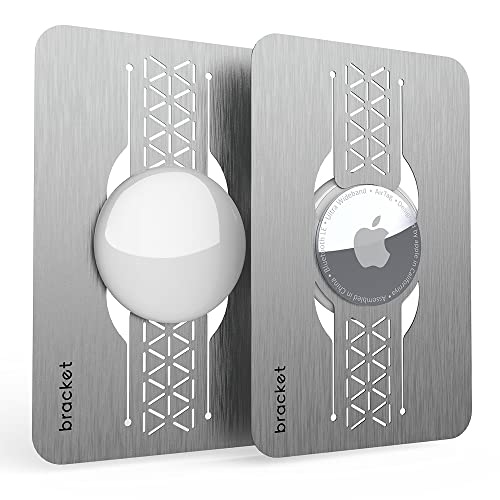 2-Pack Ultra Thin AirTag Card Holder - Premium Stainless Air Tag Steel Case for Wallet, Purse, Handbag, Backpack Wallet, Clutch, Secrid Wallet (Brushed Silver) - AirTag NOT Included