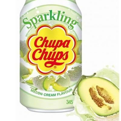 Chupa Chups Sparkling Melon & Cream Soda - Refreshing Twist of Flavor in a 345ml Bottle, Unique Fizz for a Taste Sensation!