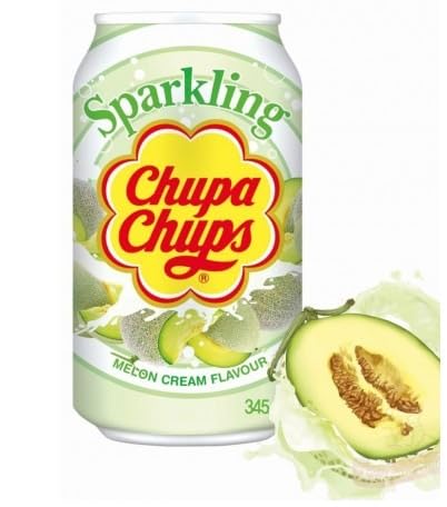 Chupa Chups Sparkling Melon & Cream Soda - Refreshing Twist of Flavor in a 345ml Bottle, Unique Fizz for a Taste Sensation!