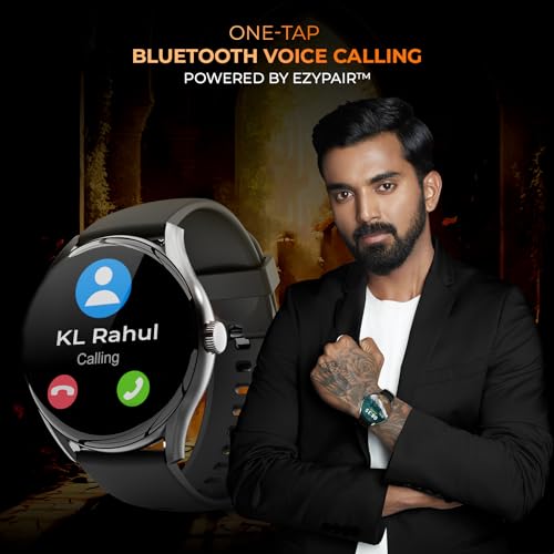 beatXP Vega 1.43" (3.6 cm) Super AMOLED Display, One-Tap Bluetooth Calling Smart Watch, 1000 Nits Brightness, Fast Charging, 24 * 7 Health Monitoring (Electric Black)