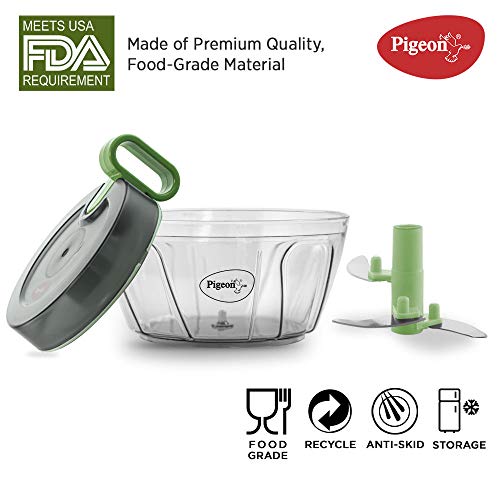 Pigeon 14515 Plastic Mini Handy Pro and Compact Chopper with 3 Blades (400 ml, Grey)