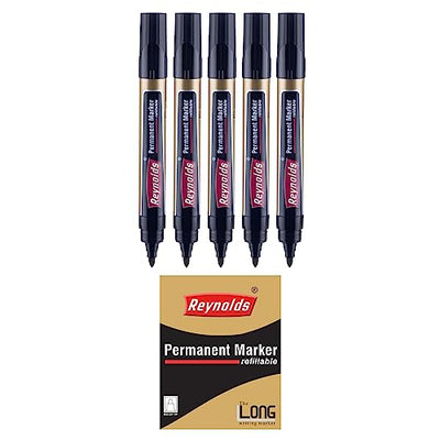Reynolds  permanent marker - Black Ink, Pack of 5