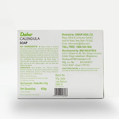 6x Dabur Calendula Soap - 450g (Pack of 6, 75g each)