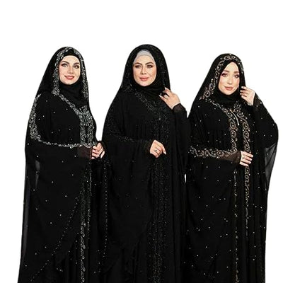 Arabian White Stone Burqa Free Size (Fits Up to 60kg Body Weight) - Modest Wear